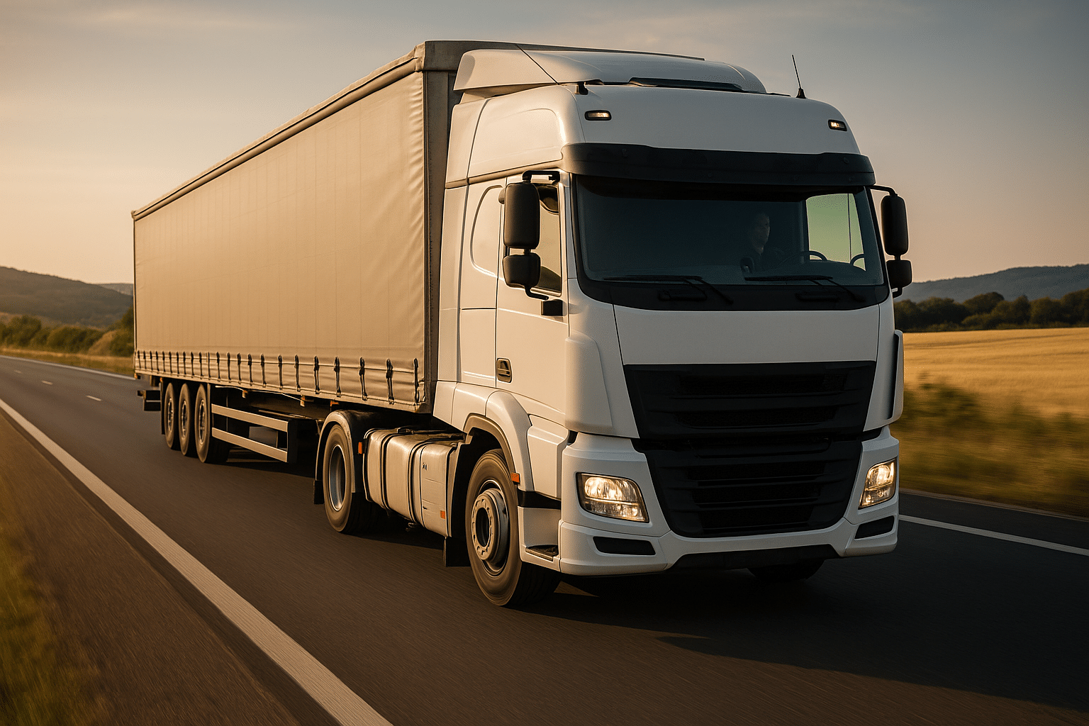 Camión de carga diésel en carretera