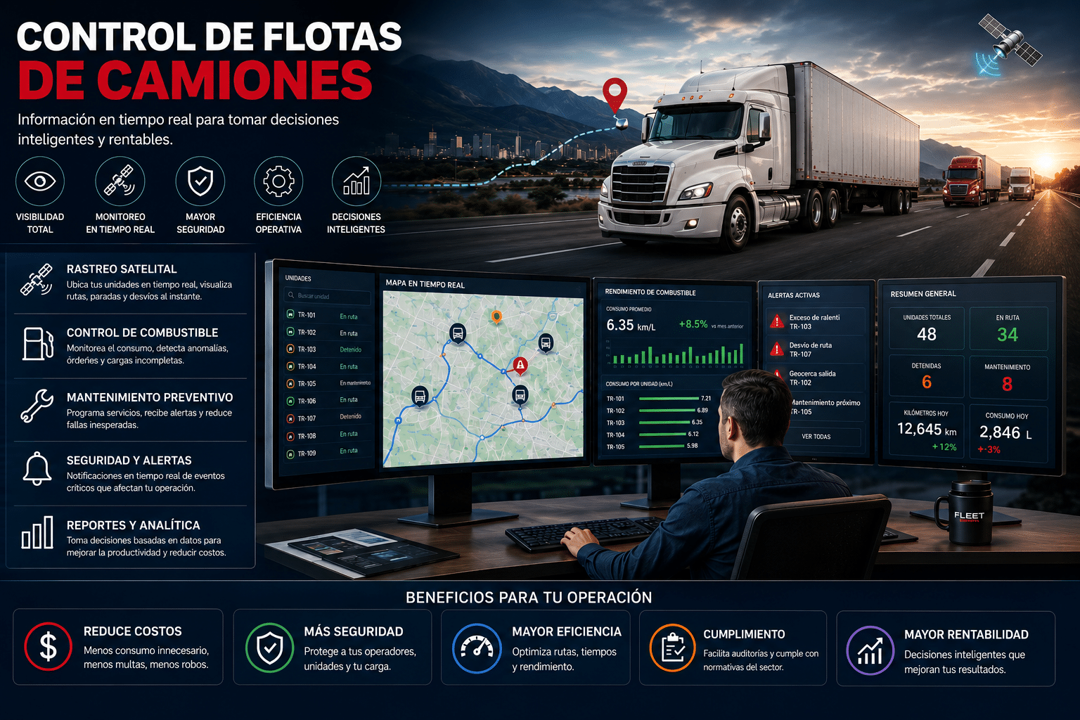Control de flotas de camiones: guía para reducir costos, mejorar rutas y proteger el diésel