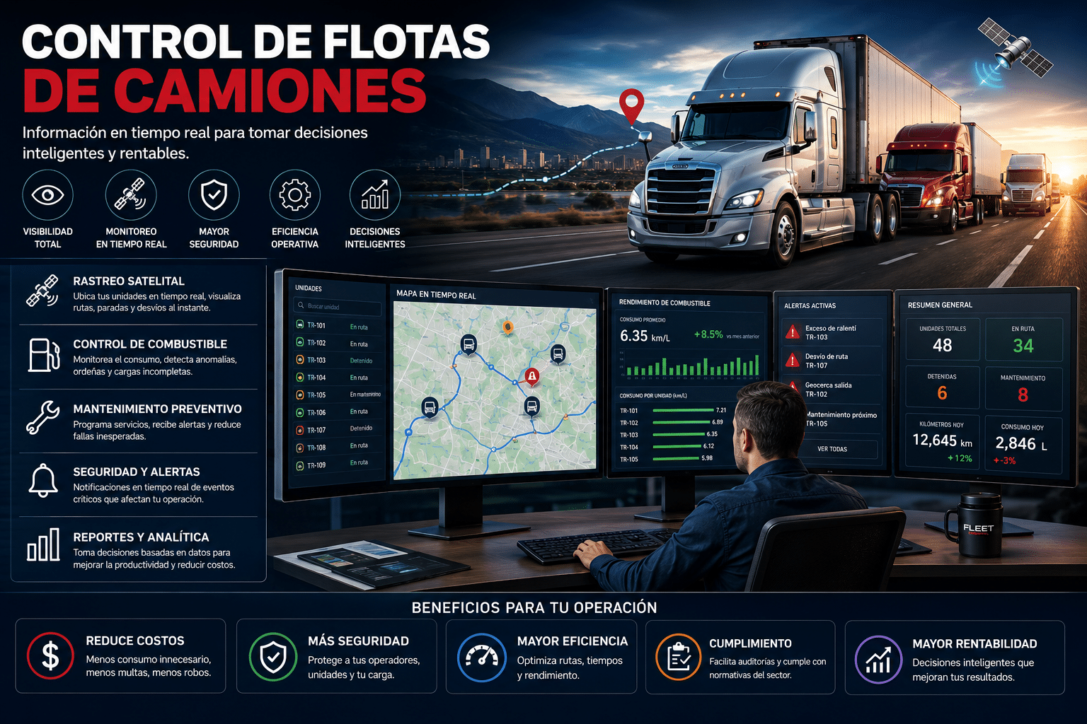 Control de flotas de camiones: guía para reducir costos, mejorar rutas y proteger el diésel