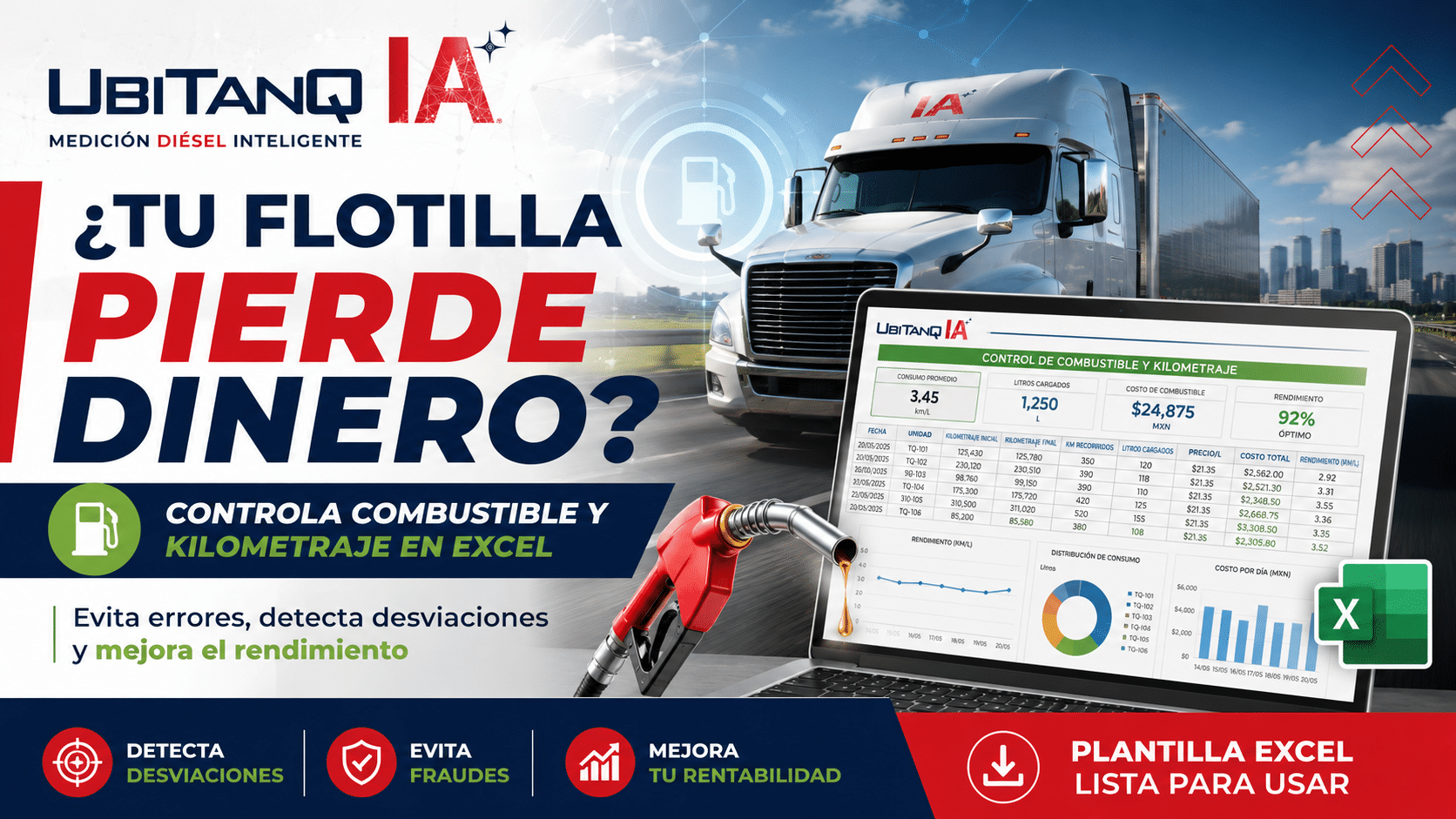 Formato de control de combustible y kilometraje Excel: guía completa para flotillas de diésel