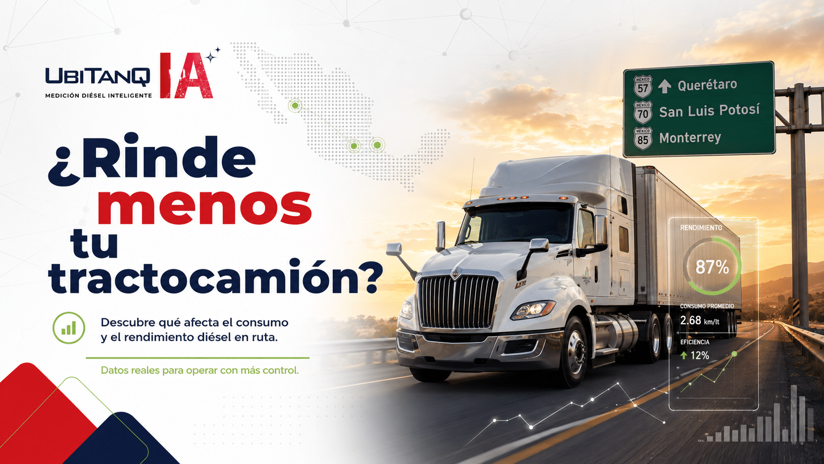 Rendimiento diésel tractocamión: cómo calcularlo, qué lo afecta y cómo mejorarlo con telemetría GPS e IA