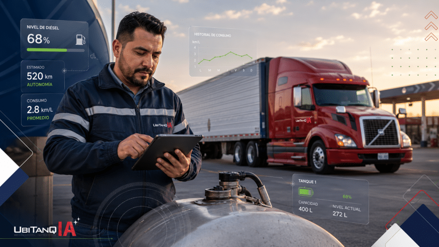 Cómo medir el diésel de un tanque, qué datos necesitas para evitar diferencias de inventario, cómo calcular rendimiento diesel, cómo estructurar un control de combustible en Excel y cuándo conviene avanzar hacia monitoreo de combustible, telemetría GPS y control integral con IA.