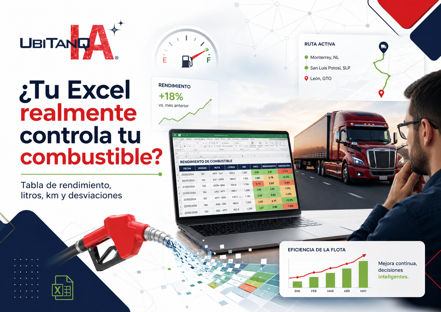 Tabla de rendimiento de combustible en Excel: cómo crearla, calcular diésel y controlar flotillas
